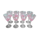Set of 8 Crystal d'Arques wine glasses – vintage pink gradient