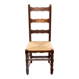 Solid wood dining chair with straw seat