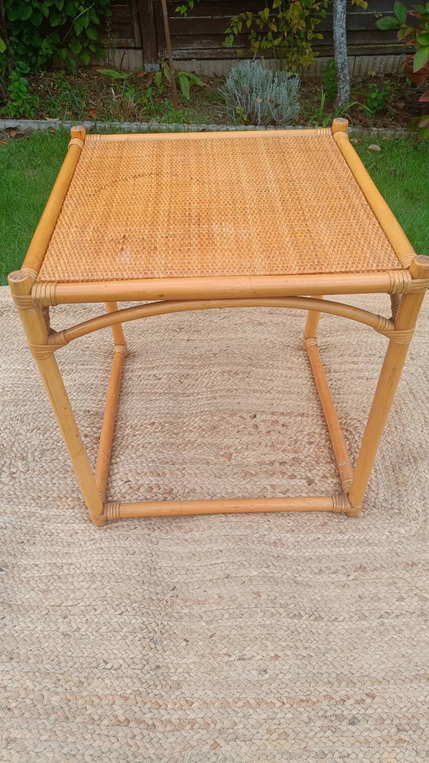 Vintage rattan and wicker coffee table