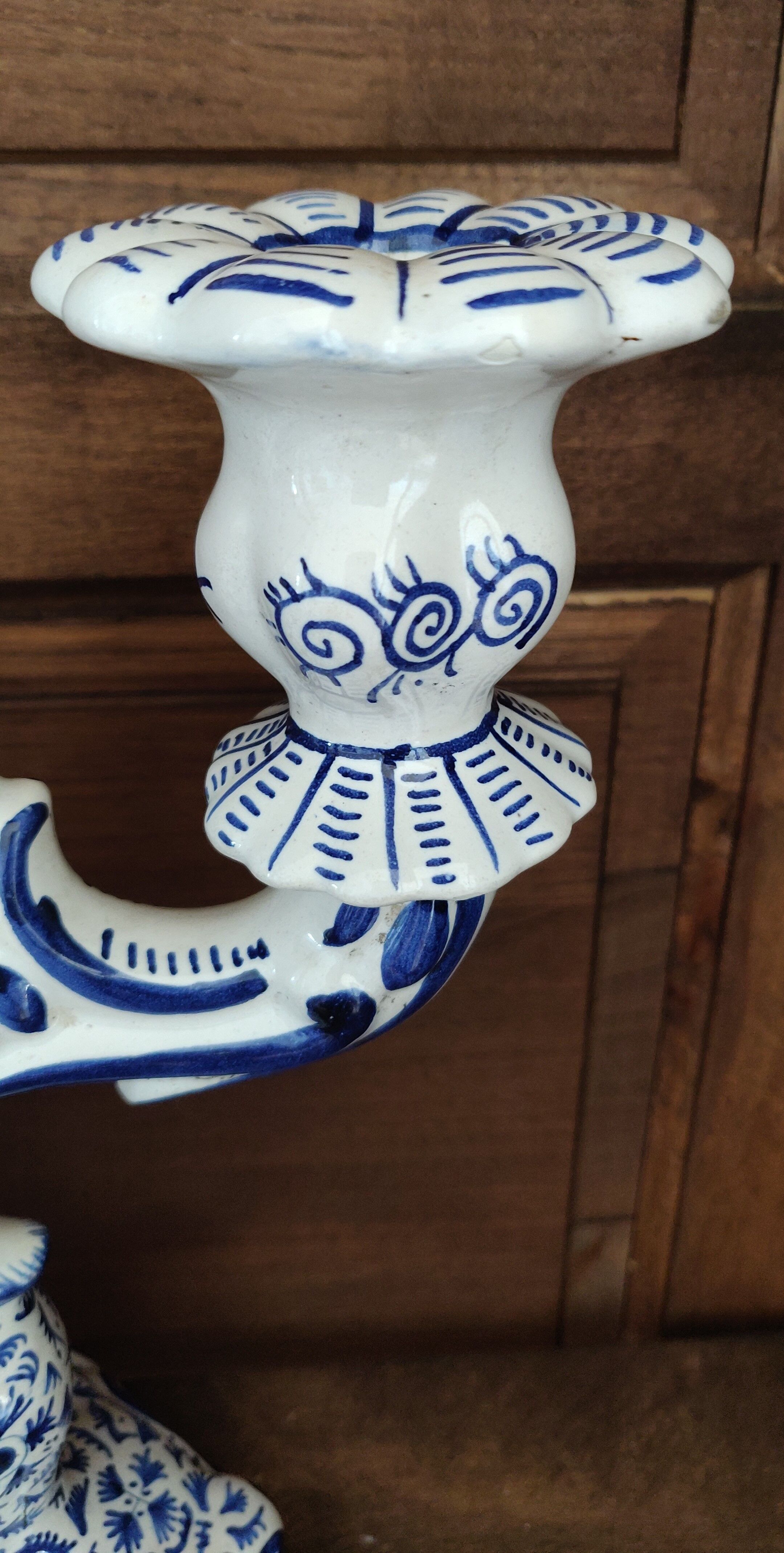 Delft swallow earthenware candlestick early 20th century