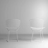 Set of 7 white coated wire chairs by Harry Bertoia for Knoll, 1970s