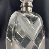 Art Deco design crystal bottle with solid silver Minerva frame