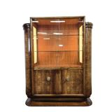 Vintage art deco cabinet / display cabinet with integrated lamps