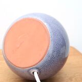 Lampe bleue en céramique, abat jour en raphia, années 70