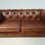 English brown leather chesterfield sofa