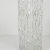Large frosted glass floor vase in Op Art style by Peill & Putzler, Germany, mid-20th century, 1970s.
