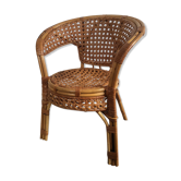 Fauteuil enfant vintage en rotin et cannage osier