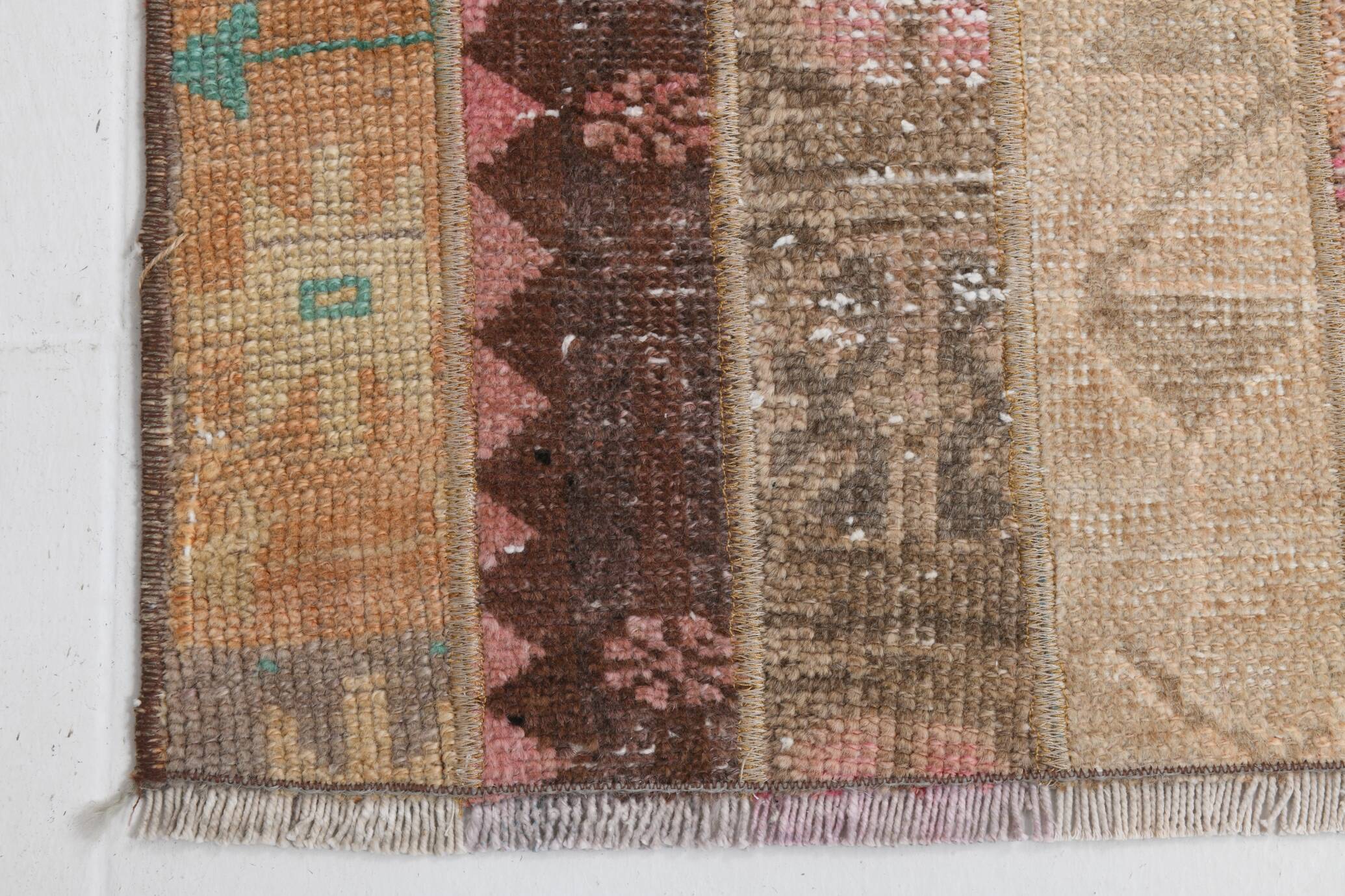 2x9 Brown Cream Persian Vintage Runner Rug, 65x265Cm