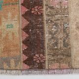 2x9 Brown Cream Persian Vintage Runner Rug, 65x265Cm