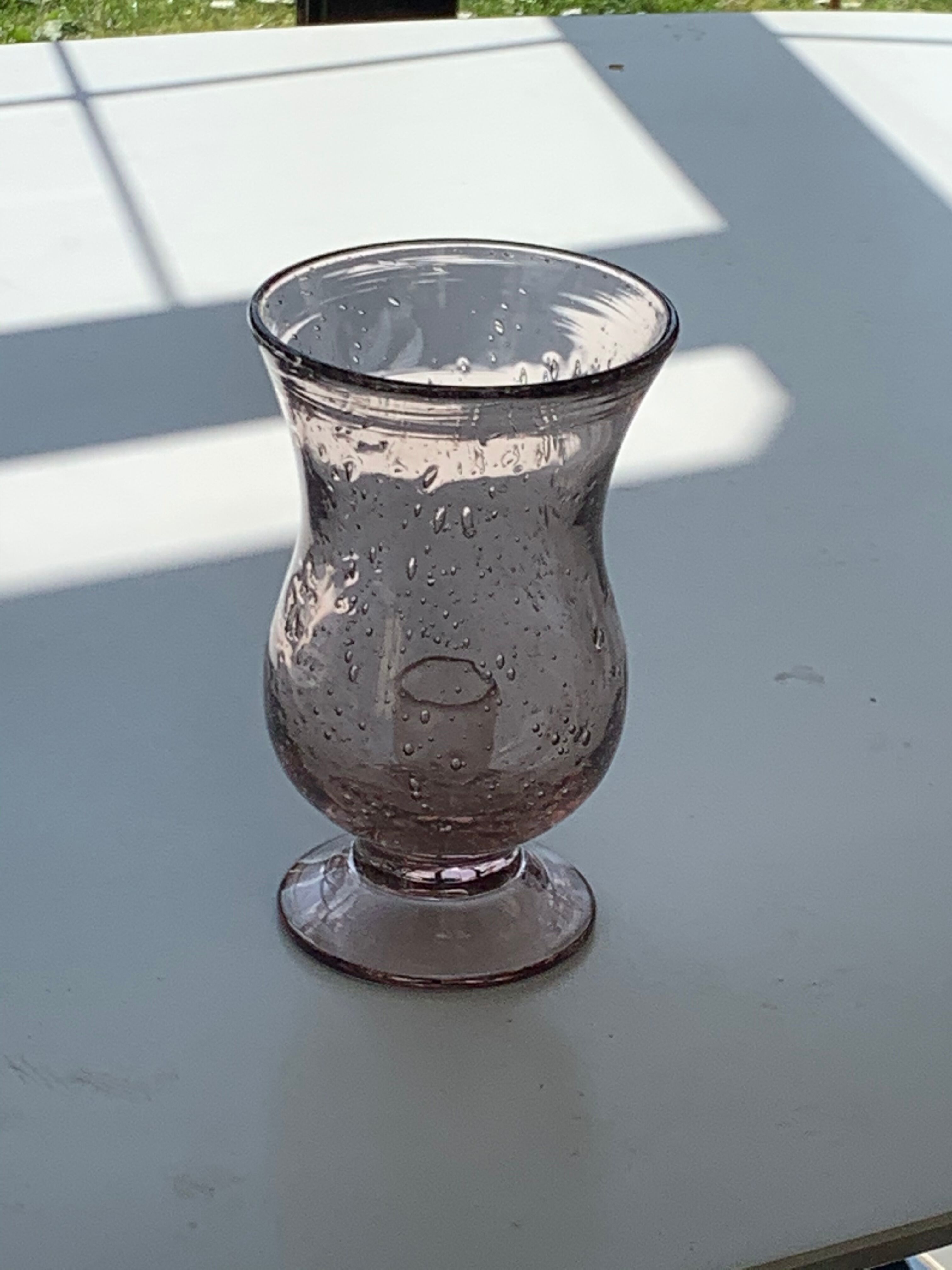 Photophore glass pink bubble parma unsigned vintage biot glassware