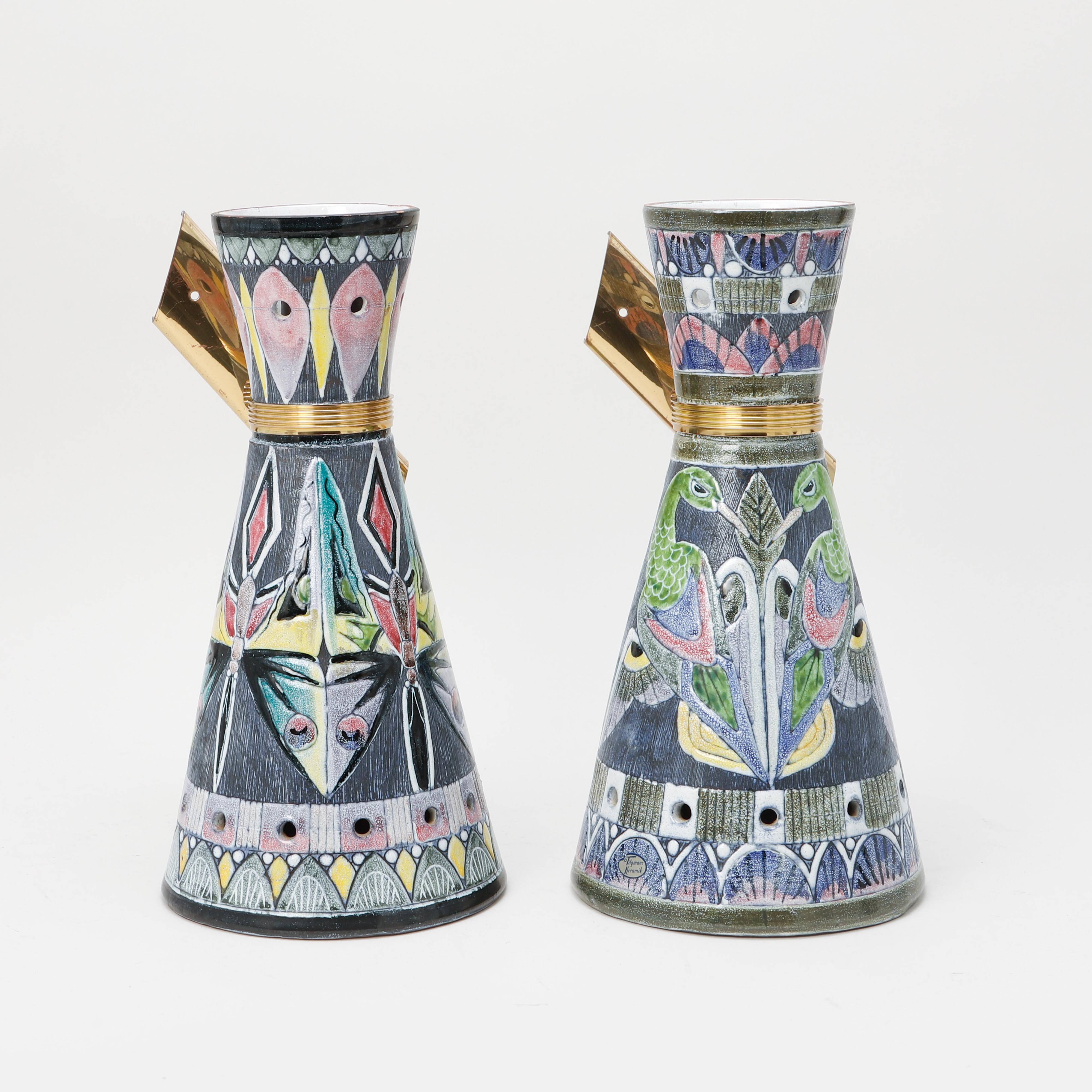 Pair of Tilgmans wall lights in hand-painted ceramic Unique Sweden 1960