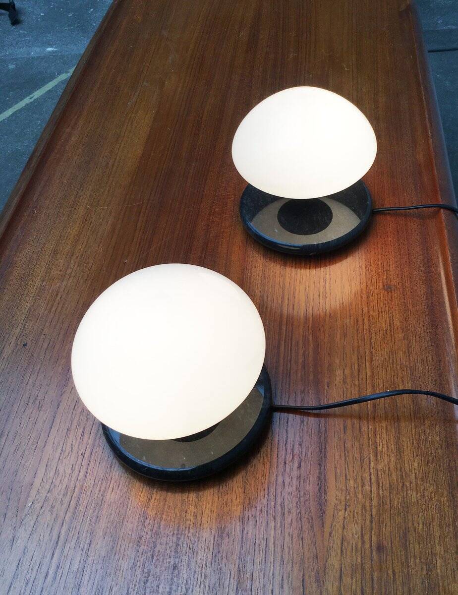 Vintage Swiss marble and glass table lamps by Optelma, set of 2.