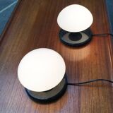 Vintage Swiss marble and glass table lamps by Optelma, set of 2.