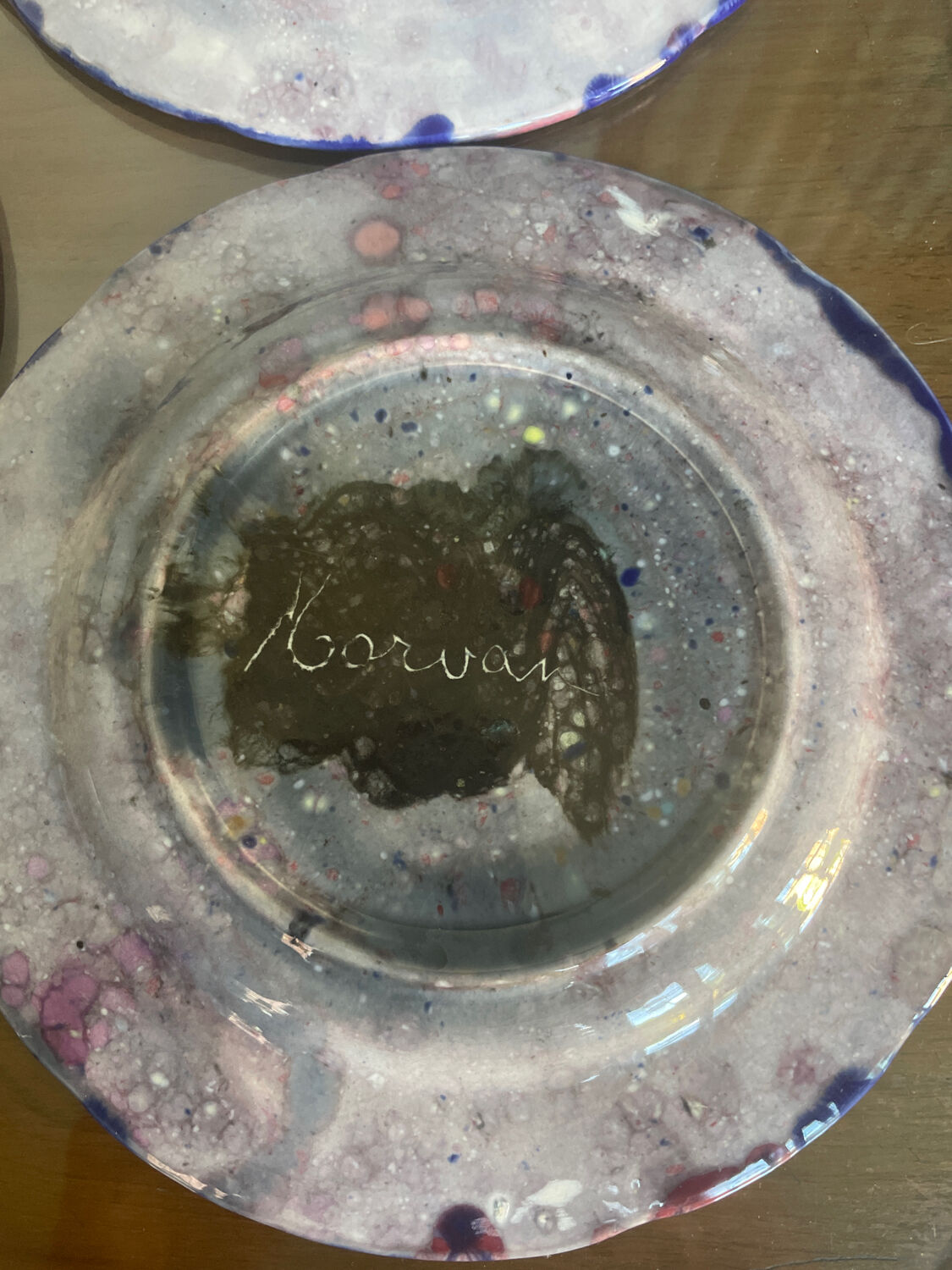 Set of 5 vintage Morvan ceramic plates