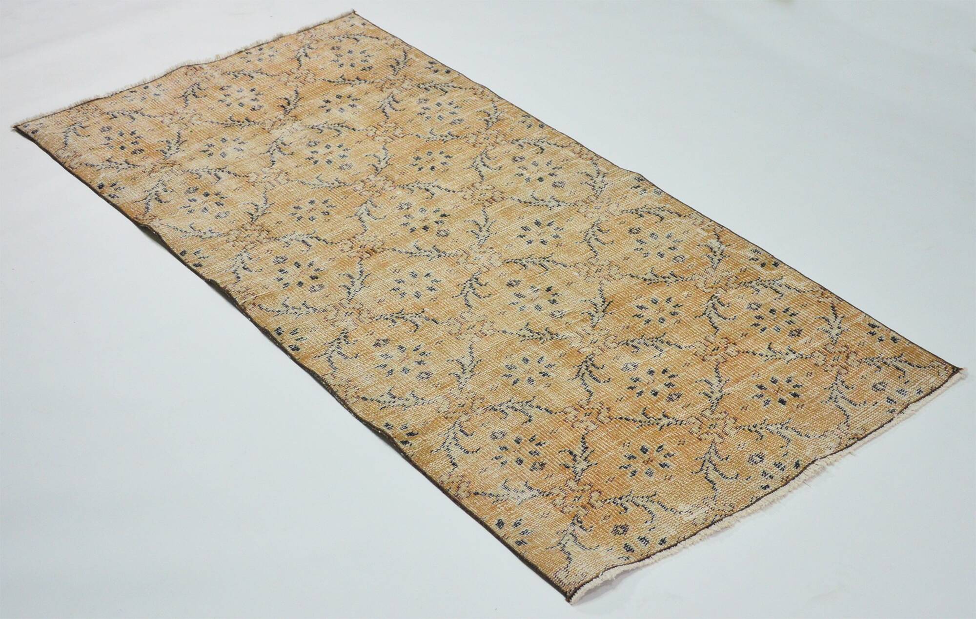 Turkish Anatolian Handmade Vintage Area Rug 204 cm x 97 cm