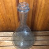 Ancienne bouteille style biot verre soufflé bullé bleuté vintage