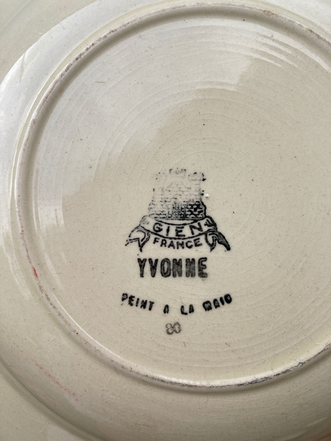 3 vintage beige soup plates Gien model Yvonne
