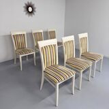 Table and 6 thonet designer chairs with crackled lacquer finish, 1980s vintage