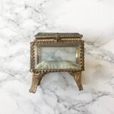 Antique rectangular jewelry box decorated with a landscape of Hendaye