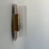 Vintage wall lamp, teak, brass and perspex, France 1960