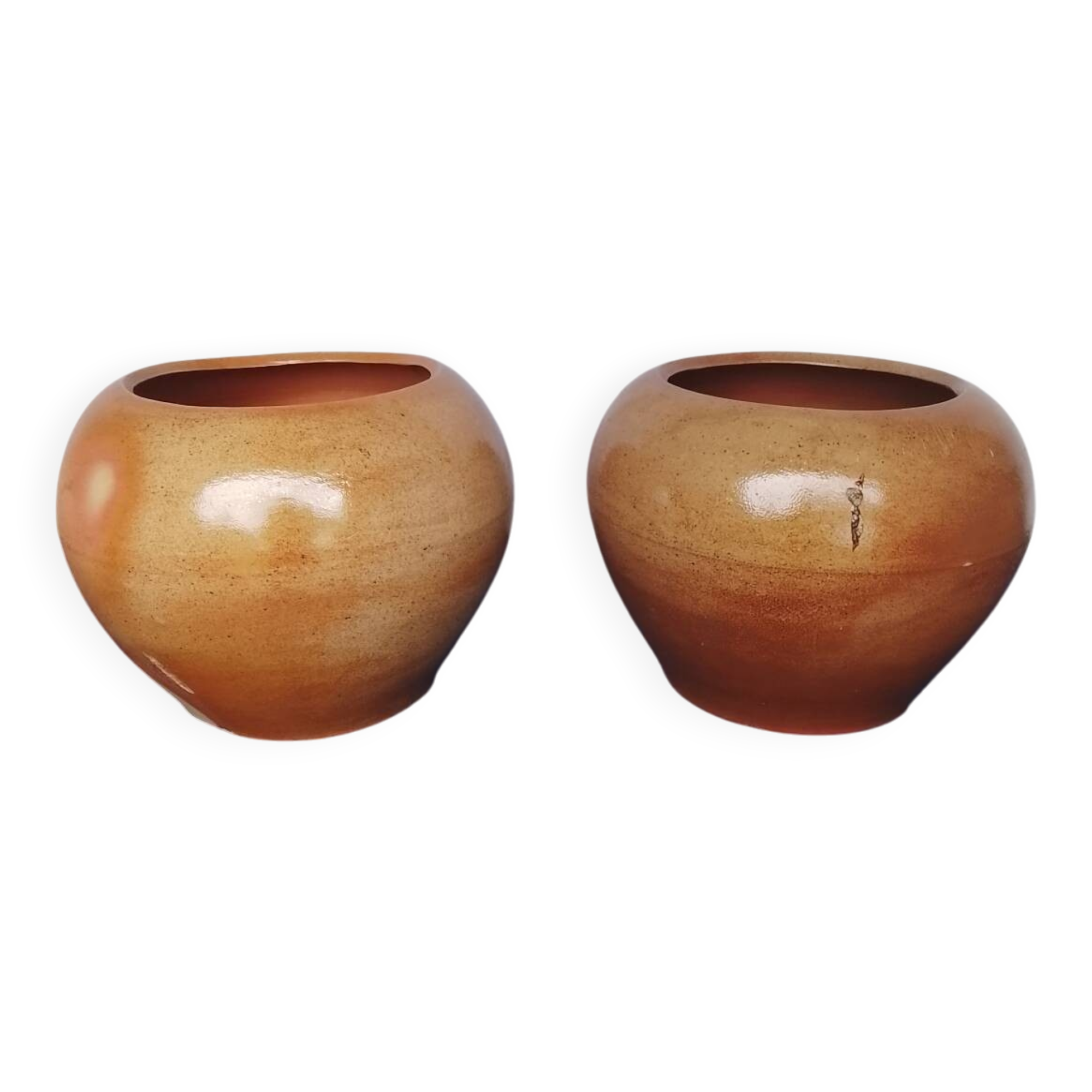 Varnished terracotta flower pots