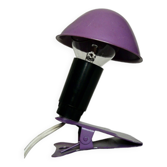 Small mushroom lamp with purple clip Vintage reading light 1970-80