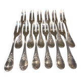 12 silver-plated cake forks with 2 prongs by Christofle Trianon LXVI