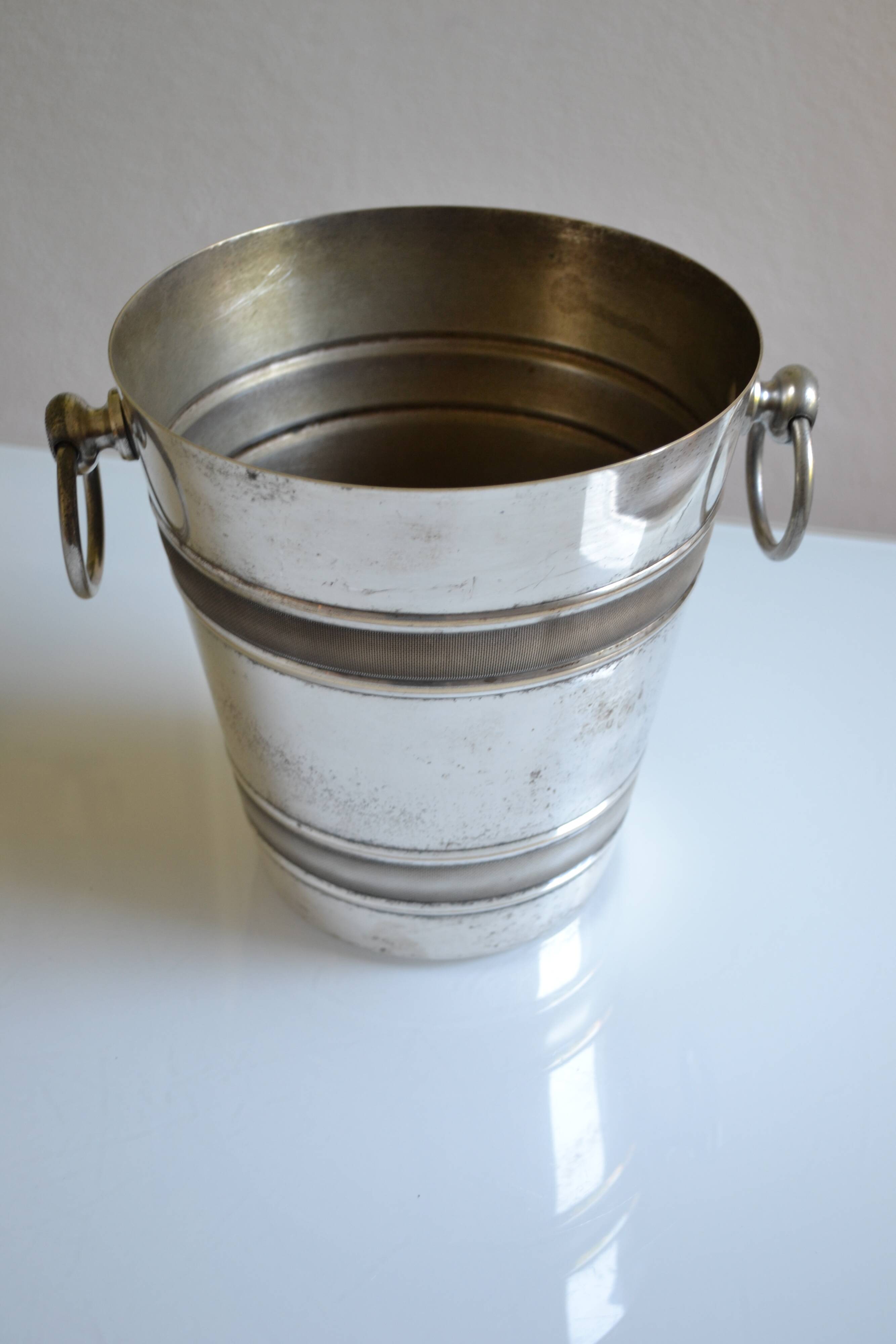 Silver-plated ice or champagne bucket with goldsmith's hallmark