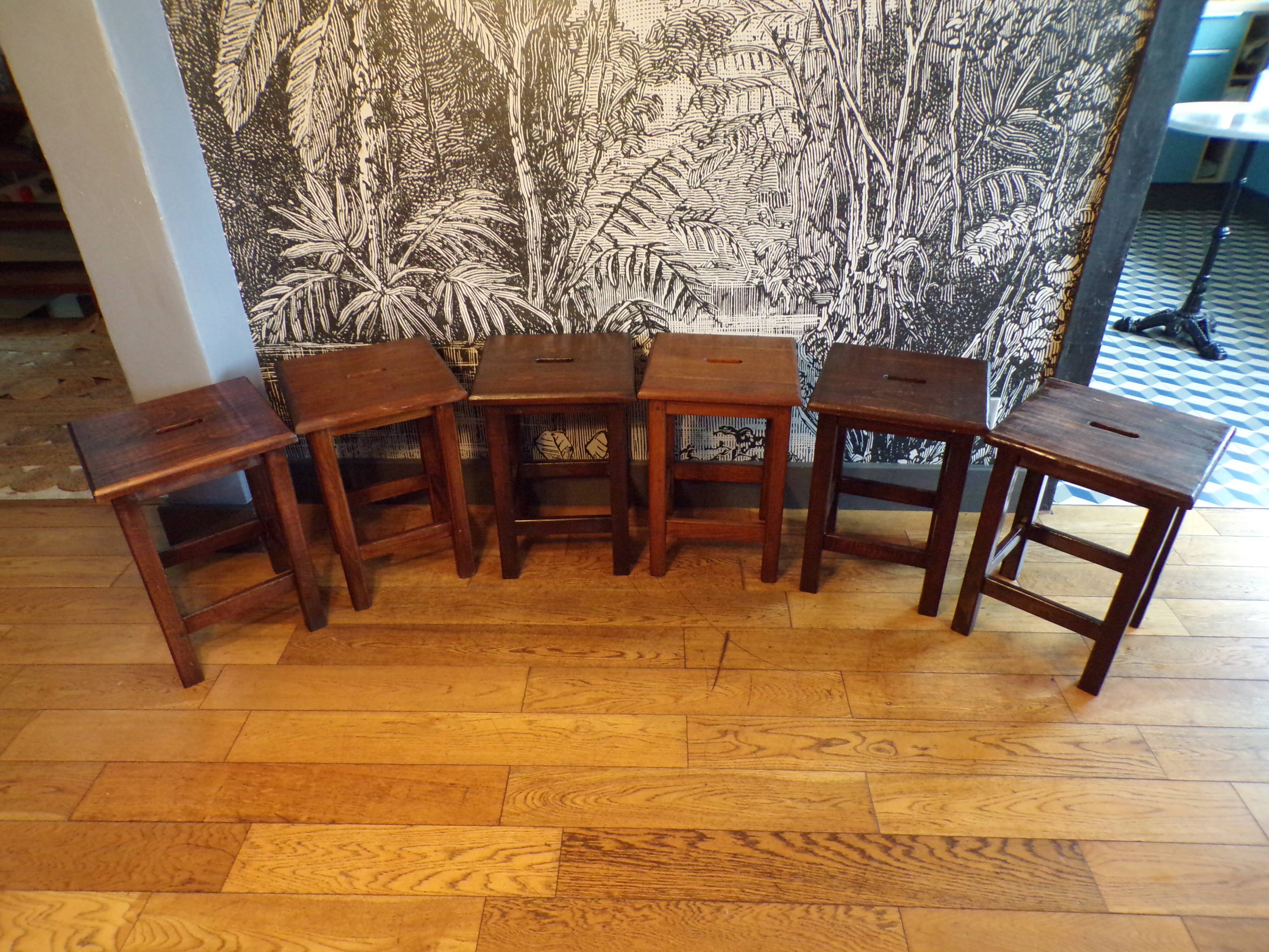 Set of 6 farm/workshop stools