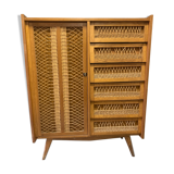Vintage wood/wicker cabinet
