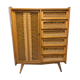 Vintage wood/wicker cabinet