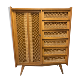 Vintage wood/wicker cabinet