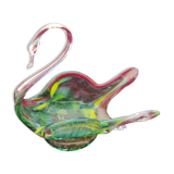 Vintage swan in mouth-blowing glass color green