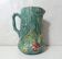 Antique turquoise Art Deco majolica pitcher vase with a snake motif