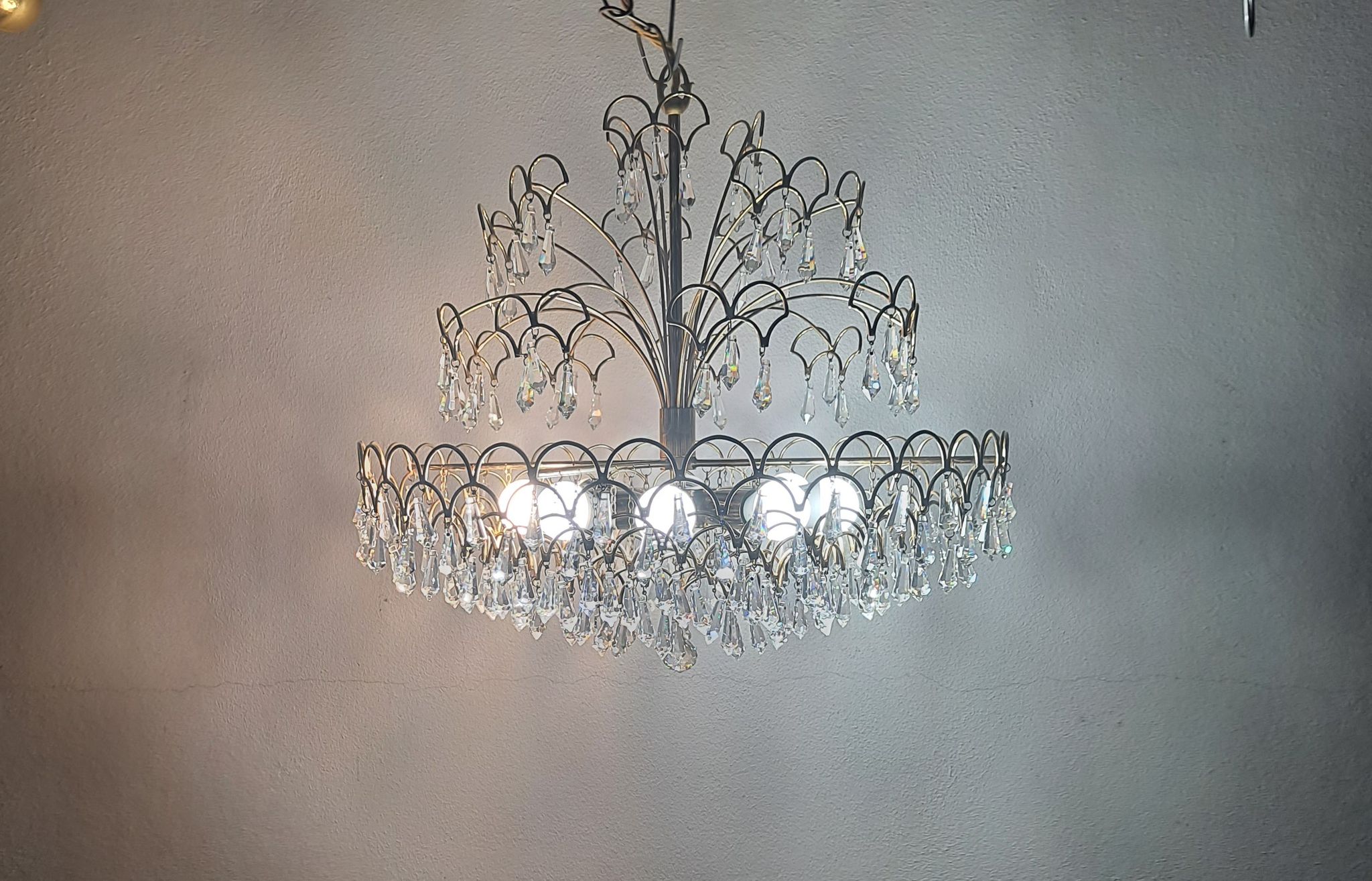 Lustre en cristal italien vintage 8 lumières