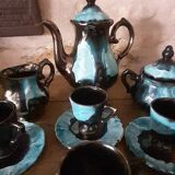 Vintage Vallauris Black & Blue Ceramic Coffee Set