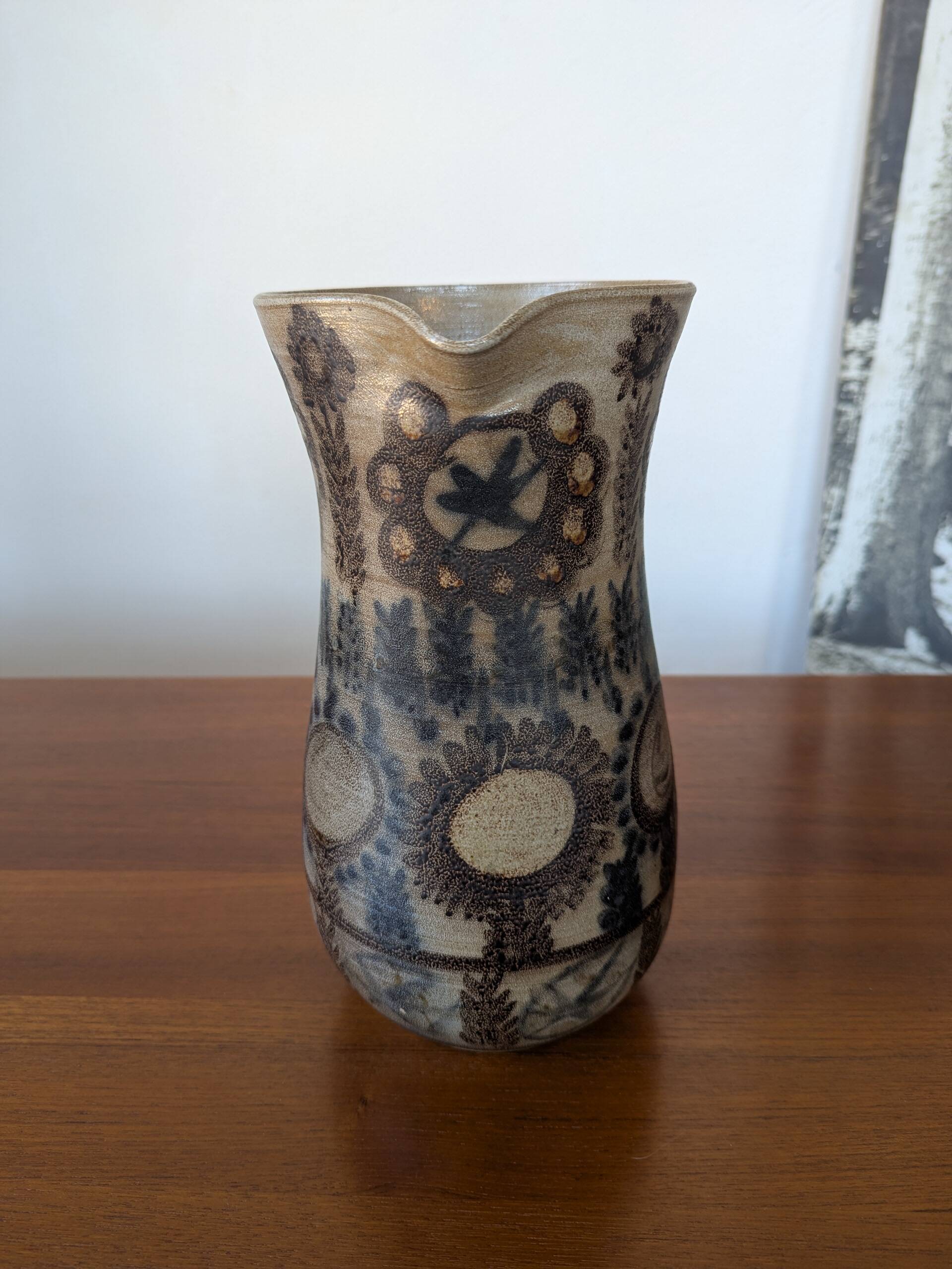 Large glazed stoneware pitcher by J.C. Courjault Kéraluc