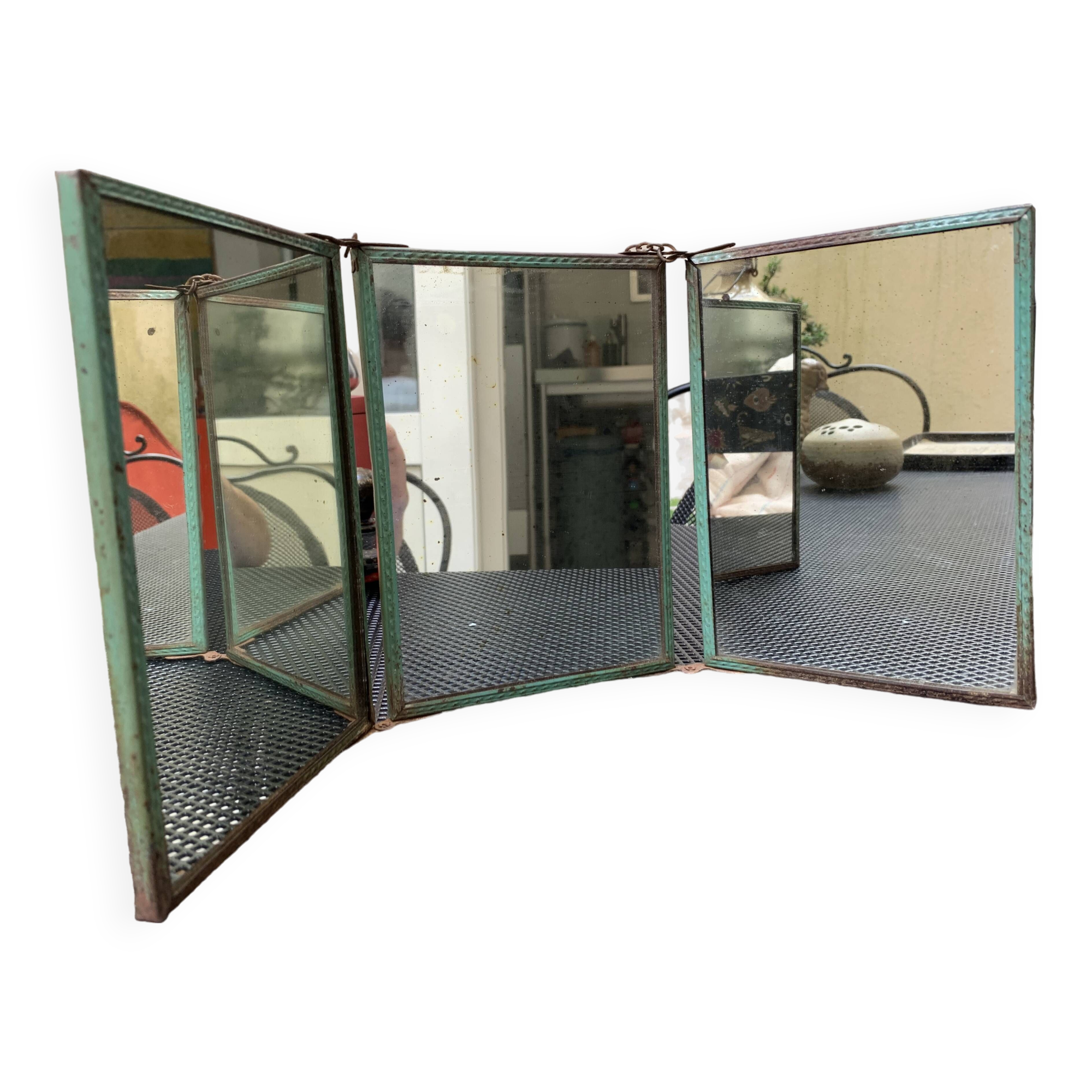 Barber mirror with painted decoration