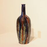Multicolor glazed ceramic vase signed