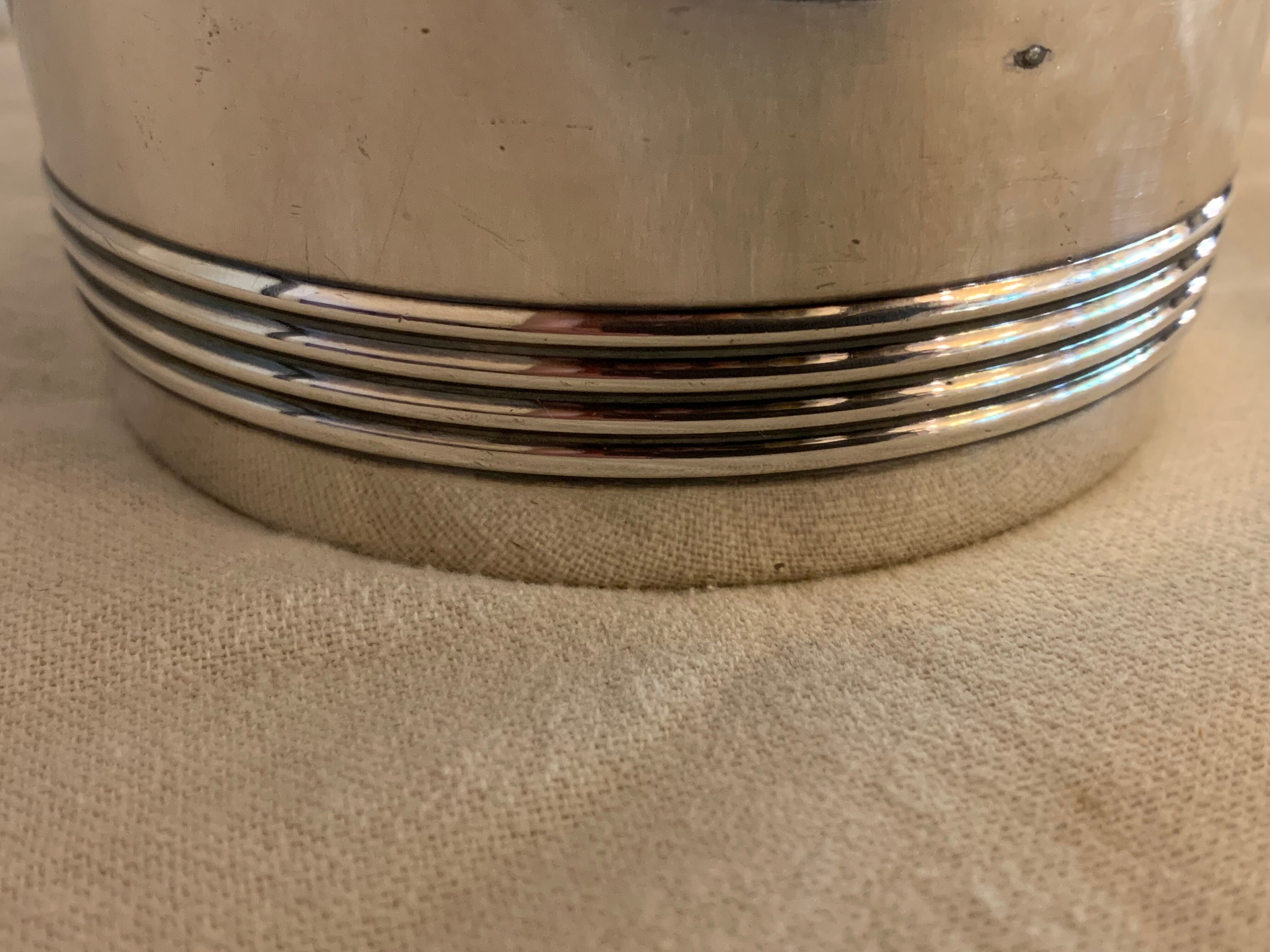 Pair of luc Lanel Christofle Gallia silver metal ice buckets 1940