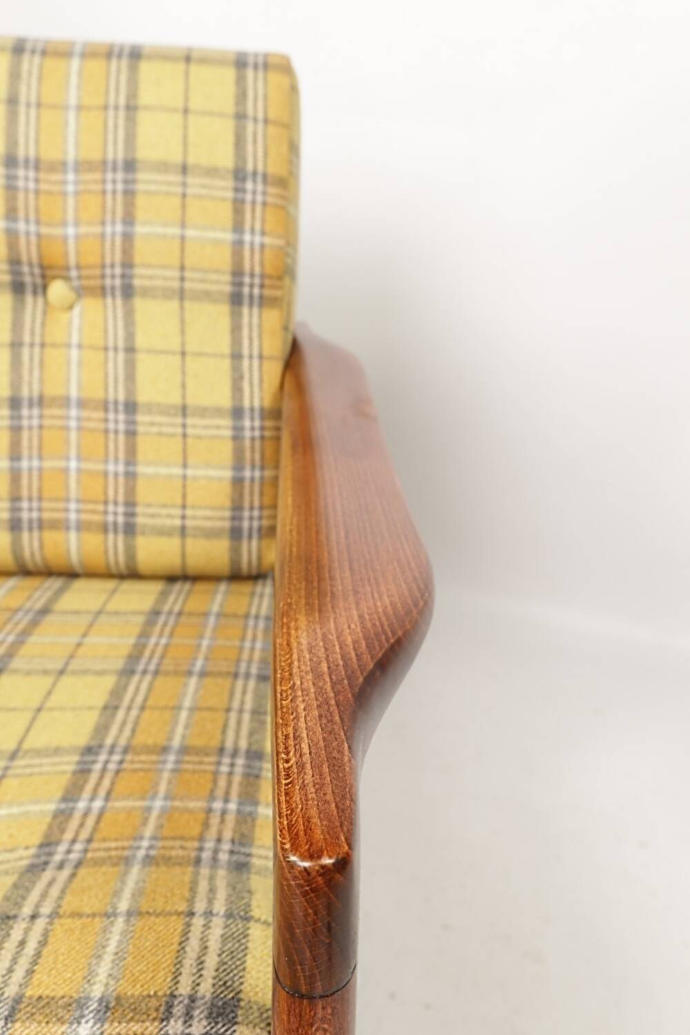 Vintage armchair tartan plaid wool design by Z. Baczyk 1965