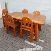 Dining Set of 5 Chairs and Table in Solid Wood - Brutalist, Wabi-Sabi, Japandi Style