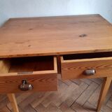 Table bureau ancien sapin d'époque 1900 2 tiroirs