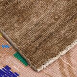 3x7 Vintage Brown & Pink Oriental Vintage Runner Rug, 82x210Cm