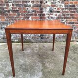 Table carrée vintage en teck, meuble ancien style scandinave