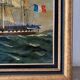 Marine, Frigate with tricolour, oil on canvas signed Madon