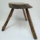 Tripod stool solid wood folk art 60s