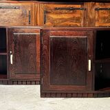 Important Pair of Art Deco Bedside Tables in Palm Wood 1930