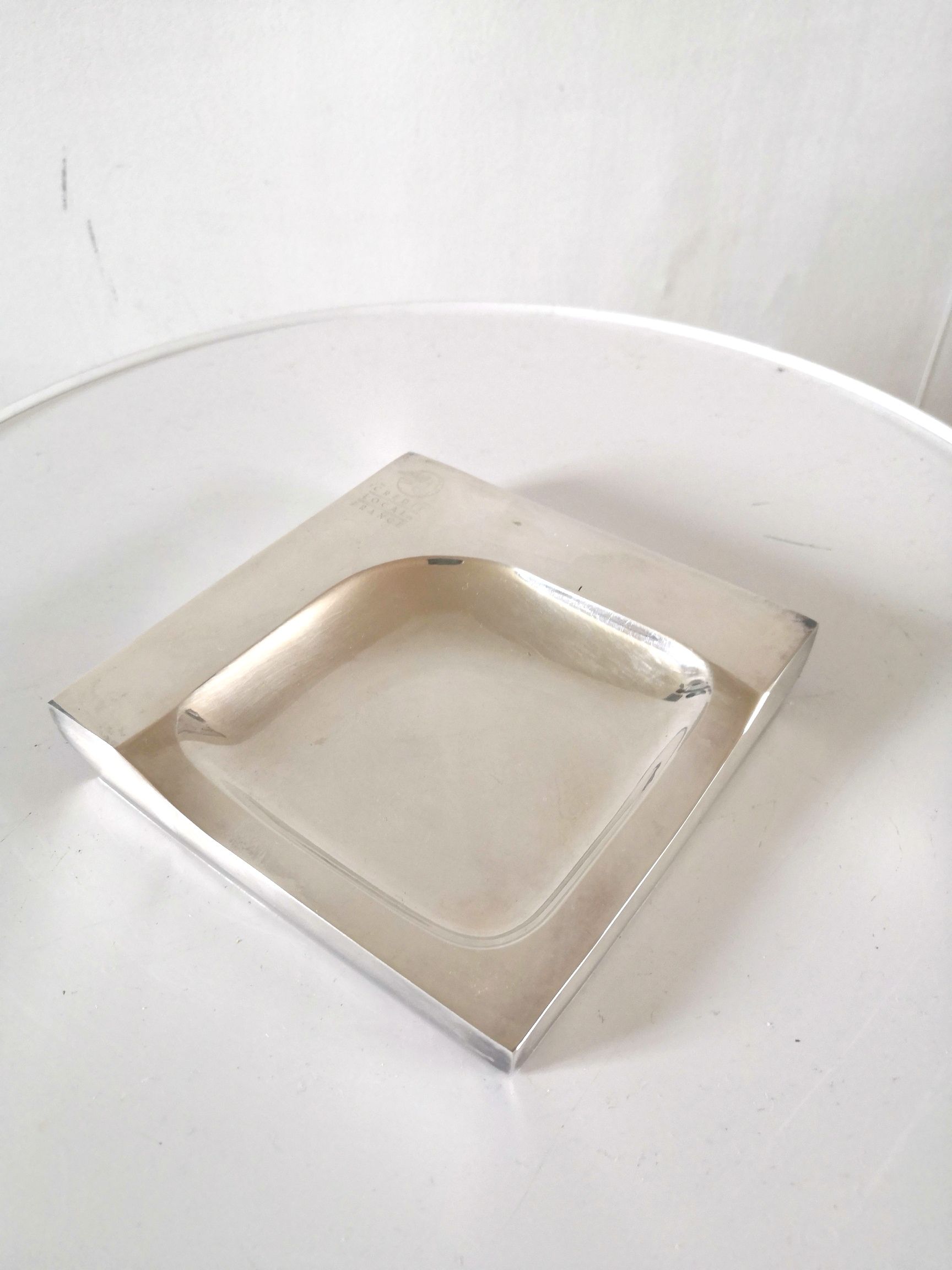 Silver metal ashtray Crédit local de France design 70s