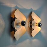 Pair of "folio" wall lights, space age, chromed metal, Italy, 1970